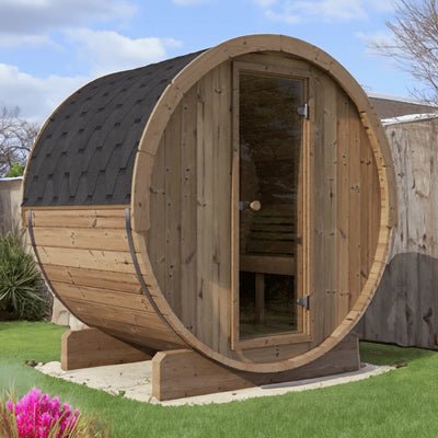 SaunaLife Model E7W 4 Person Sauna Barrel - Window - Saunas King