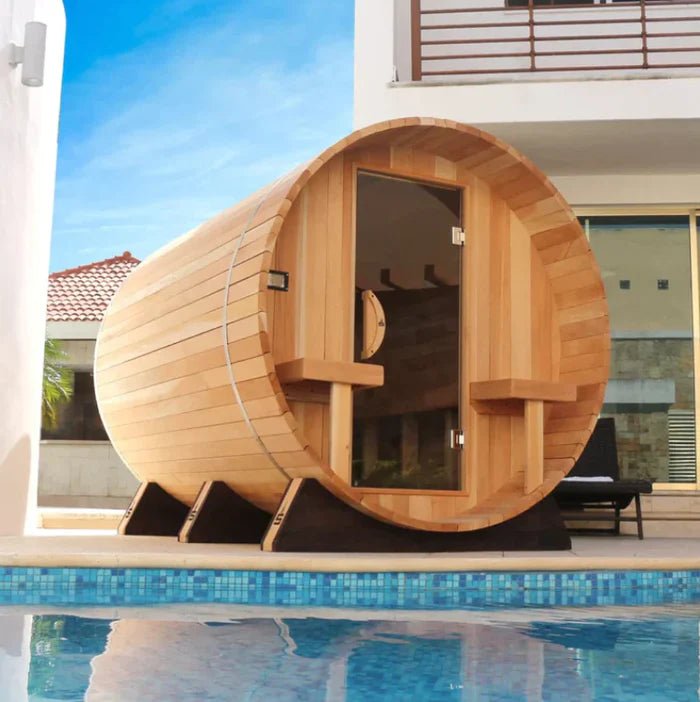 Scandia Electric Barrel Sauna with Canopy - Saunas King
