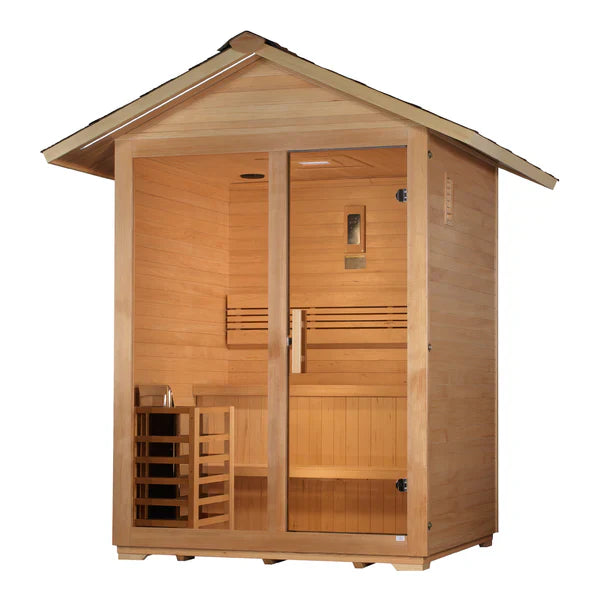 Saunas King Premium 3 Person Traditional Outdoor Sauna - Canadian Hemlock