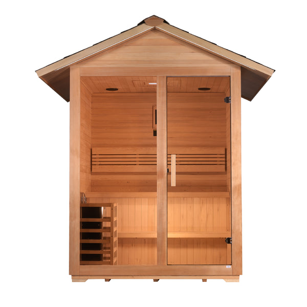 Saunas King Premium 3 Person Traditional Outdoor Sauna - Canadian Hemlock