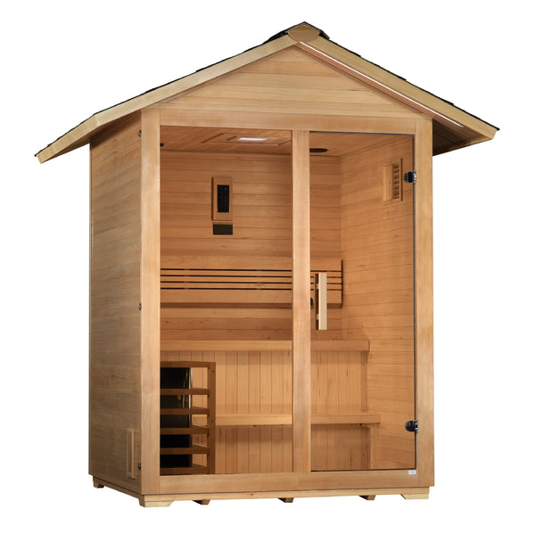 Saunas King Premium 3 Person Traditional Outdoor Sauna - Canadian Hemlock