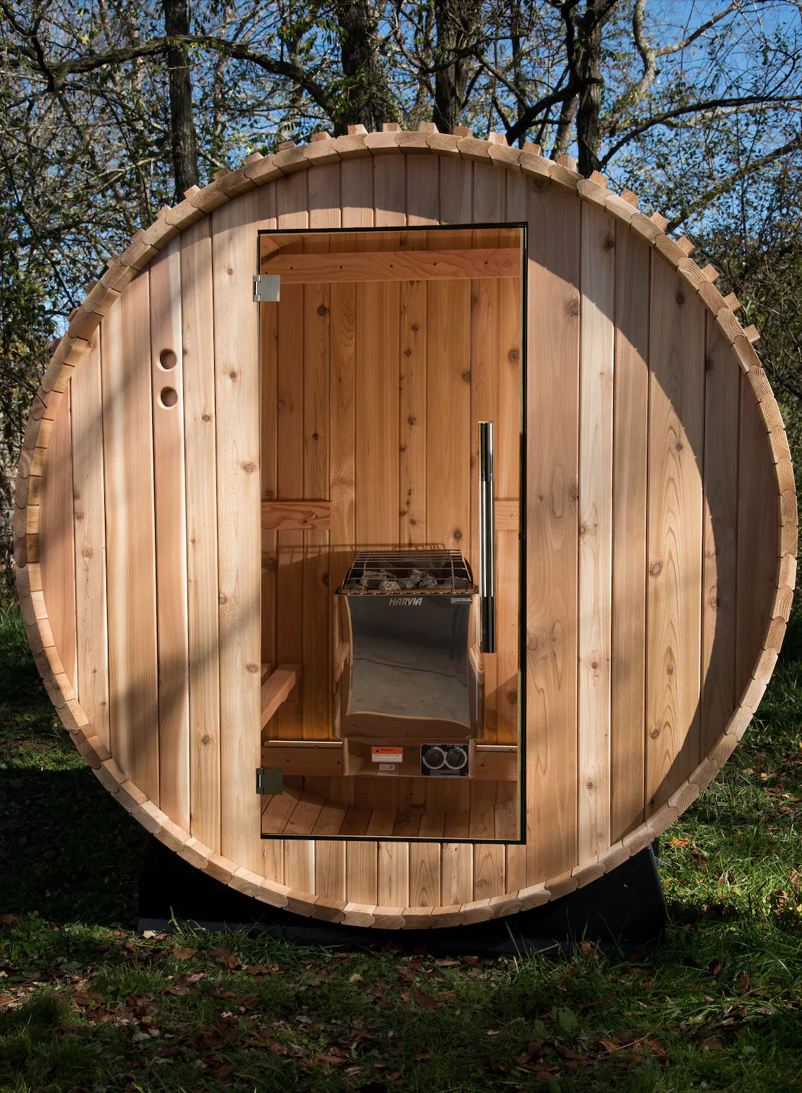 Almost Heaven Pinnacle 4 Person Outdoor Barrel Sauna &  Almost Heaven Ellipse Outdoor Shower