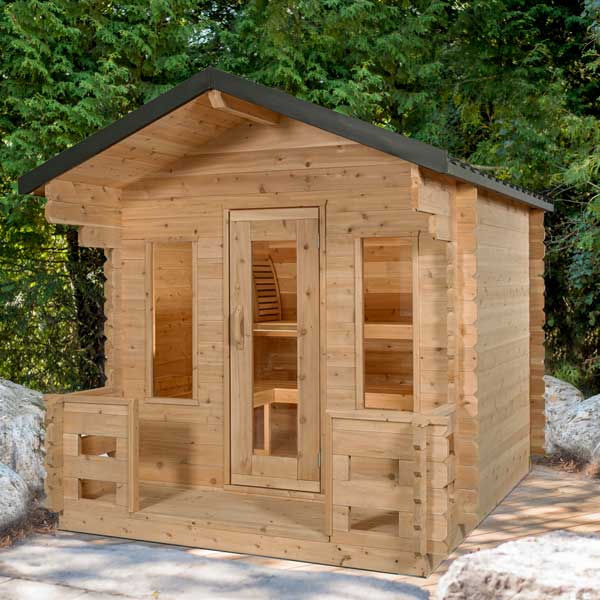 Dundalk CT Georgian Cabin 6 Person Sauna with Porch - Saunas King