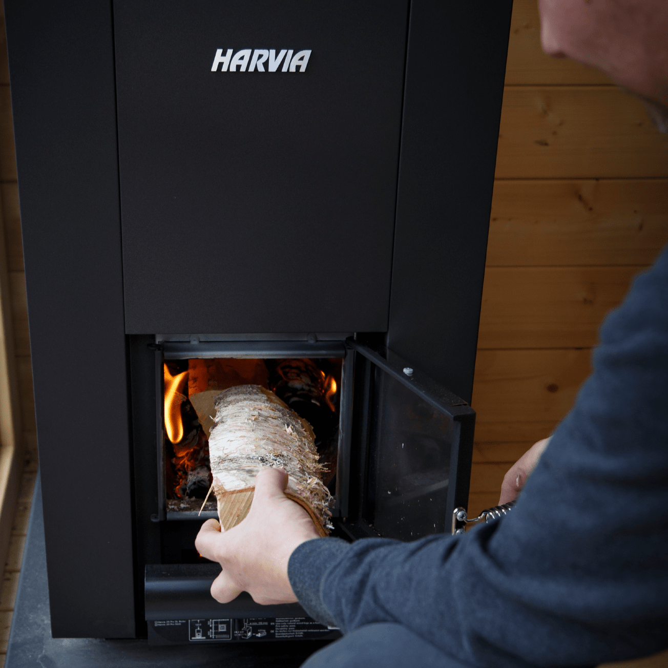 Harvia Linear 22 Greenflame ES Wood - Burning Sauna Stove w/ Water Tank - Saunas King