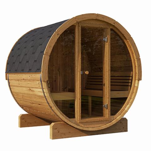 Forever Saunas 6 Person with Glass Window Barrel Sauna Detox Package